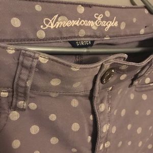 Purple polka dot AE skinny jean